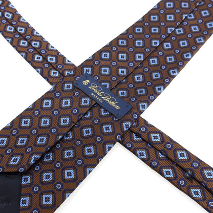 【中古】ブルックスブラザーズ Brooks Brothers MAKERS シルク 小紋柄ネクタイ ブラウンxブルー【 状態ランクB 】【 メンズ 】