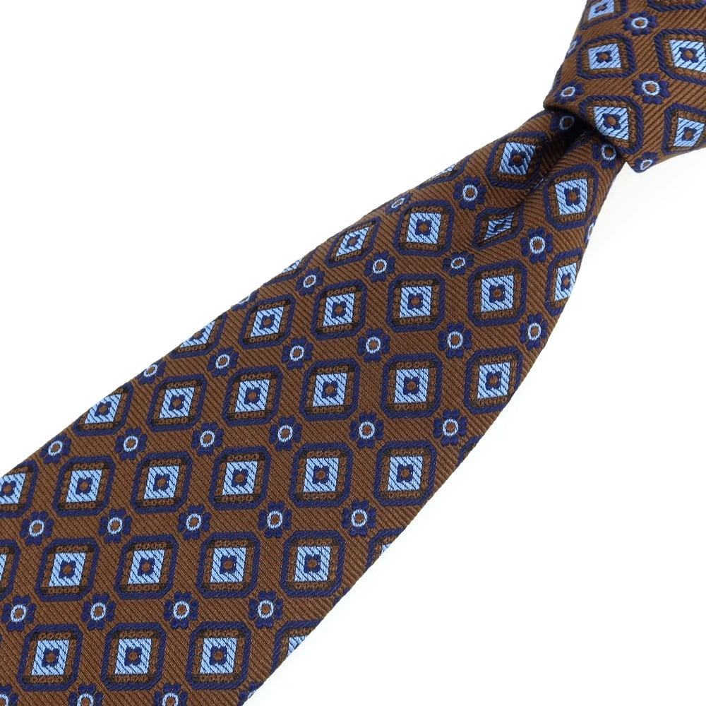 【中古】ブルックスブラザーズ Brooks Brothers MAKERS シルク 小紋柄ネクタイ ブラウンxブルー【 状態ランクB 】【 メンズ 】