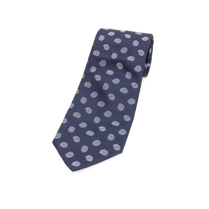 【中古】ブルックスブラザーズ Brooks Brothers Makers and Merchants シルク ペイズリー 小紋柄ネクタイ ネイビーxホワイト【 状態ランクB 】【 メンズ 】