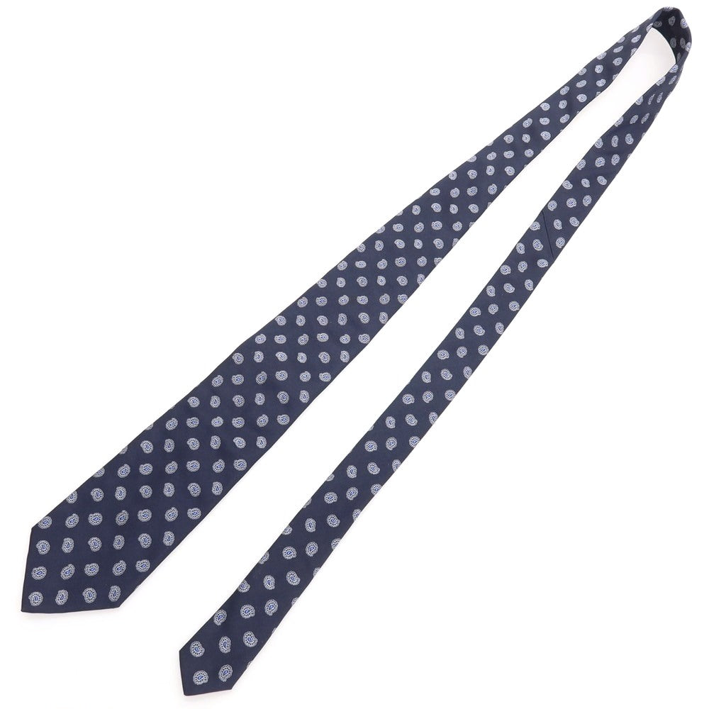 【中古】ブルックスブラザーズ Brooks Brothers Makers and Merchants シルク ペイズリー 小紋柄ネクタイ ネイビーxホワイト【 状態ランクB 】【 メンズ 】