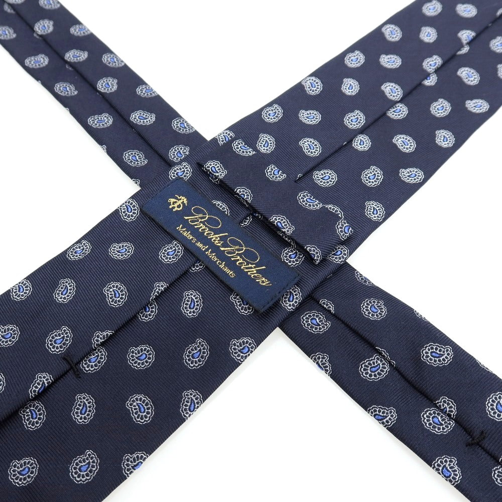 【中古】ブルックスブラザーズ Brooks Brothers Makers and Merchants シルク ペイズリー 小紋柄ネクタイ ネイビーxホワイト【 状態ランクB 】【 メンズ 】