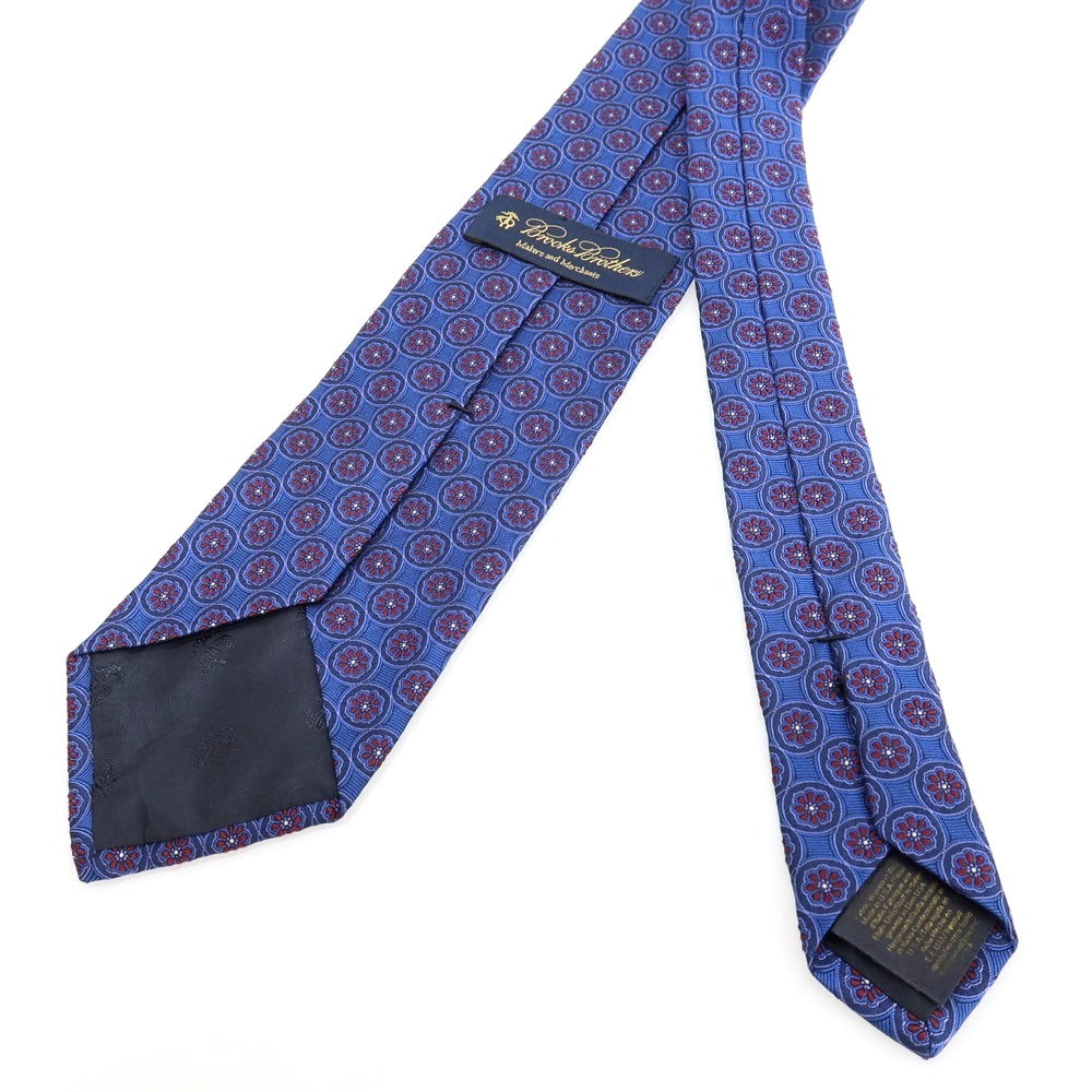 【中古】ブルックスブラザーズ Brooks Brothers Makers and Merchants シルク 小紋柄ネクタイ ブルーxバーガンディ【 状態ランクB 】【 メンズ 】