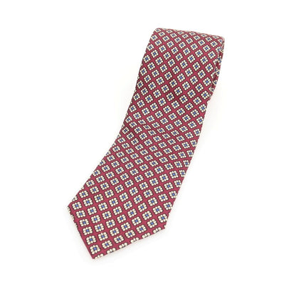 【中古】ブルックスブラザーズ Brooks Brothers シルク プリント 小紋柄ネクタイ ボルドーxホワイト【 状態ランクC 】【 メンズ 】