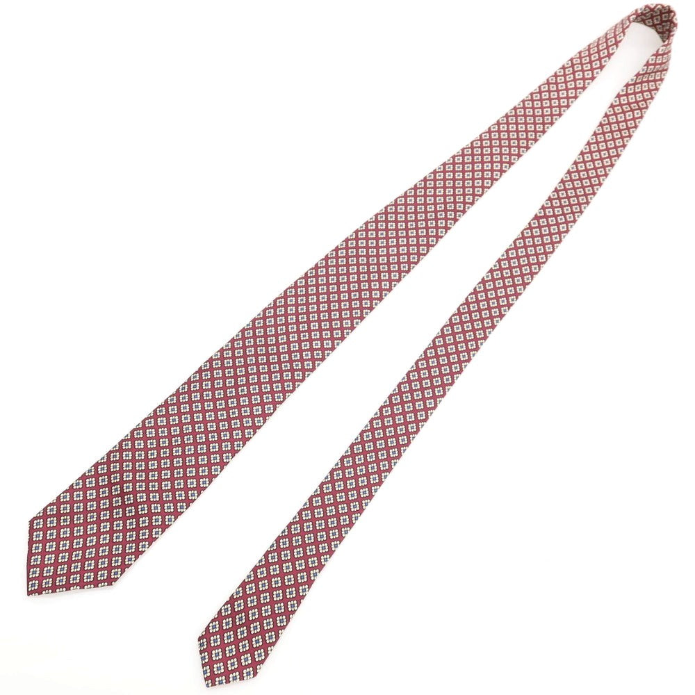 【中古】ブルックスブラザーズ Brooks Brothers シルク プリント 小紋柄ネクタイ ボルドーxホワイト【 状態ランクC 】【 メンズ 】