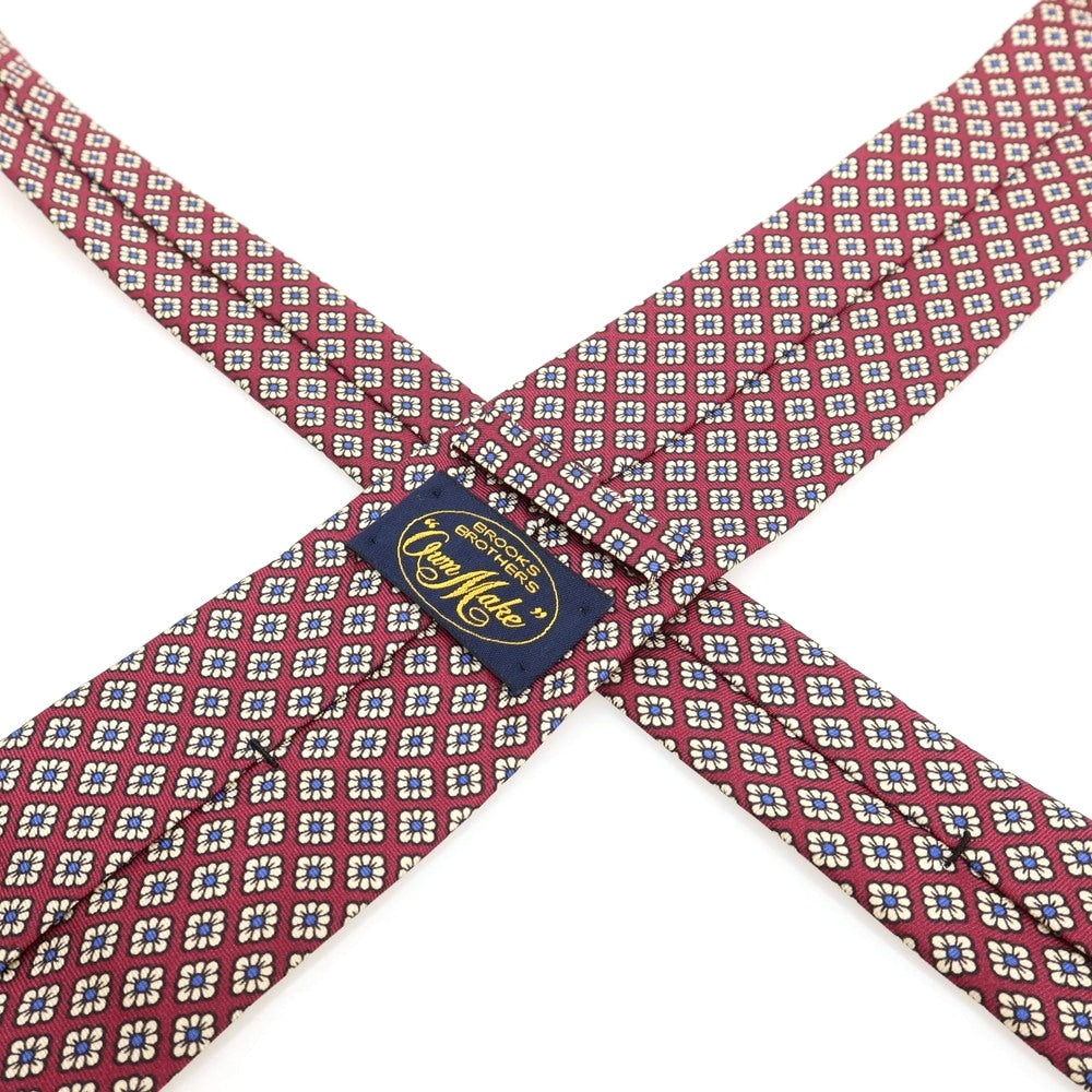 【中古】ブルックスブラザーズ Brooks Brothers シルク プリント 小紋柄ネクタイ ボルドーxホワイト【 状態ランクC 】【 メンズ 】