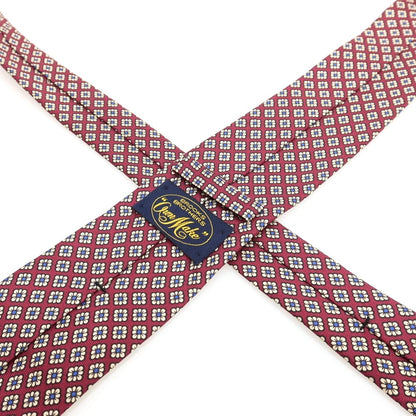 【中古】ブルックスブラザーズ Brooks Brothers シルク プリント 小紋柄ネクタイ ボルドーxホワイト【 状態ランクC 】【 メンズ 】