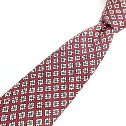 【中古】ブルックスブラザーズ Brooks Brothers シルク プリント 小紋柄ネクタイ ボルドーxホワイト【 状態ランクC 】【 メンズ 】