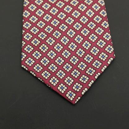 【中古】ブルックスブラザーズ Brooks Brothers シルク プリント 小紋柄ネクタイ ボルドーxホワイト【 状態ランクC 】【 メンズ 】