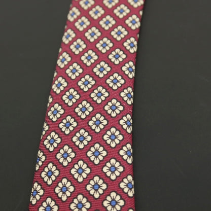 【中古】ブルックスブラザーズ Brooks Brothers シルク プリント 小紋柄ネクタイ ボルドーxホワイト【 状態ランクC 】【 メンズ 】