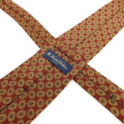 【中古】ブルックスブラザーズ Brooks Brothers MAKERS シルク プリント 小紋柄ネクタイ バーガンディxベージュ【 状態ランクB 】【 メンズ 】