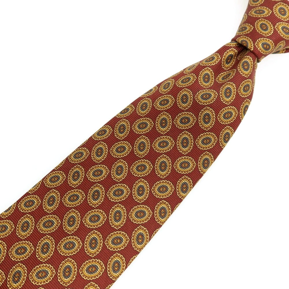 【中古】ブルックスブラザーズ Brooks Brothers MAKERS シルク プリント 小紋柄ネクタイ バーガンディxベージュ【 状態ランクB 】【 メンズ 】