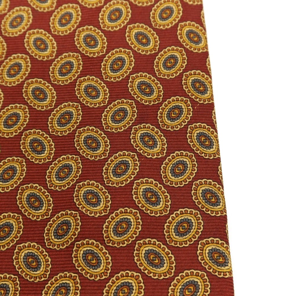 【中古】ブルックスブラザーズ Brooks Brothers MAKERS シルク プリント 小紋柄ネクタイ バーガンディxベージュ【 状態ランクB 】【 メンズ 】