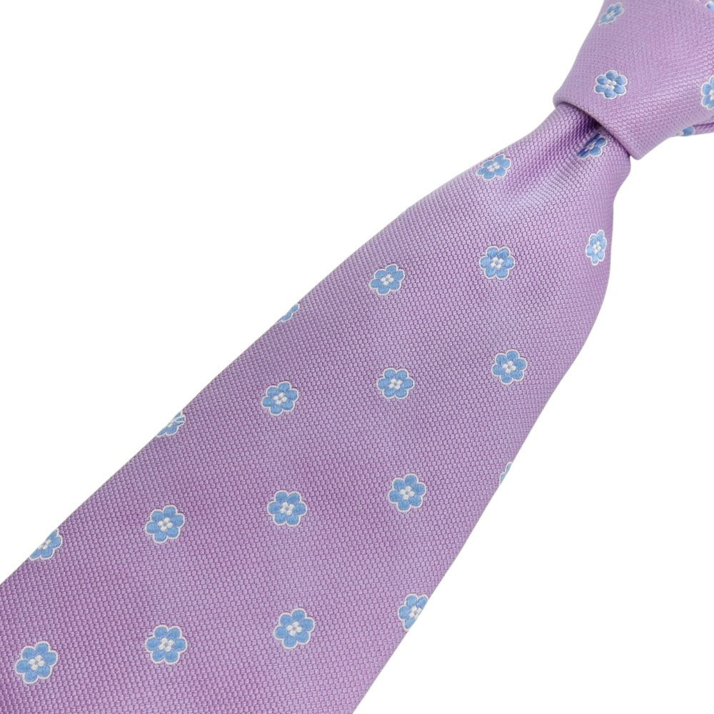【中古】ブルックスブラザーズ Brooks Brothers Makers and Merchants シルク 花小紋柄ネクタイ ライトパープルxライトブルー【 状態ランクB 】【 メンズ 】