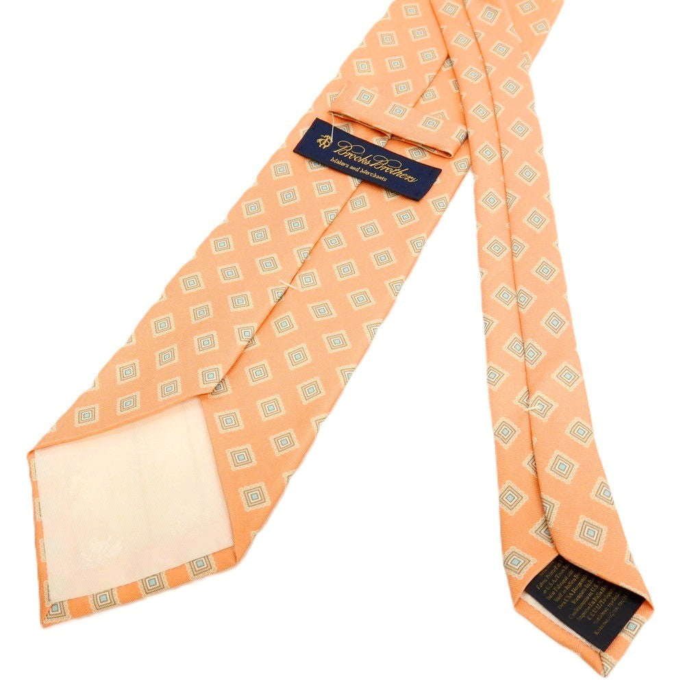 【中古】ブルックスブラザーズ Brooks Brothers Makers and Merchants シルク プリント 小紋柄ネクタイ サーモン系【 状態ランクC 】【 メンズ 】