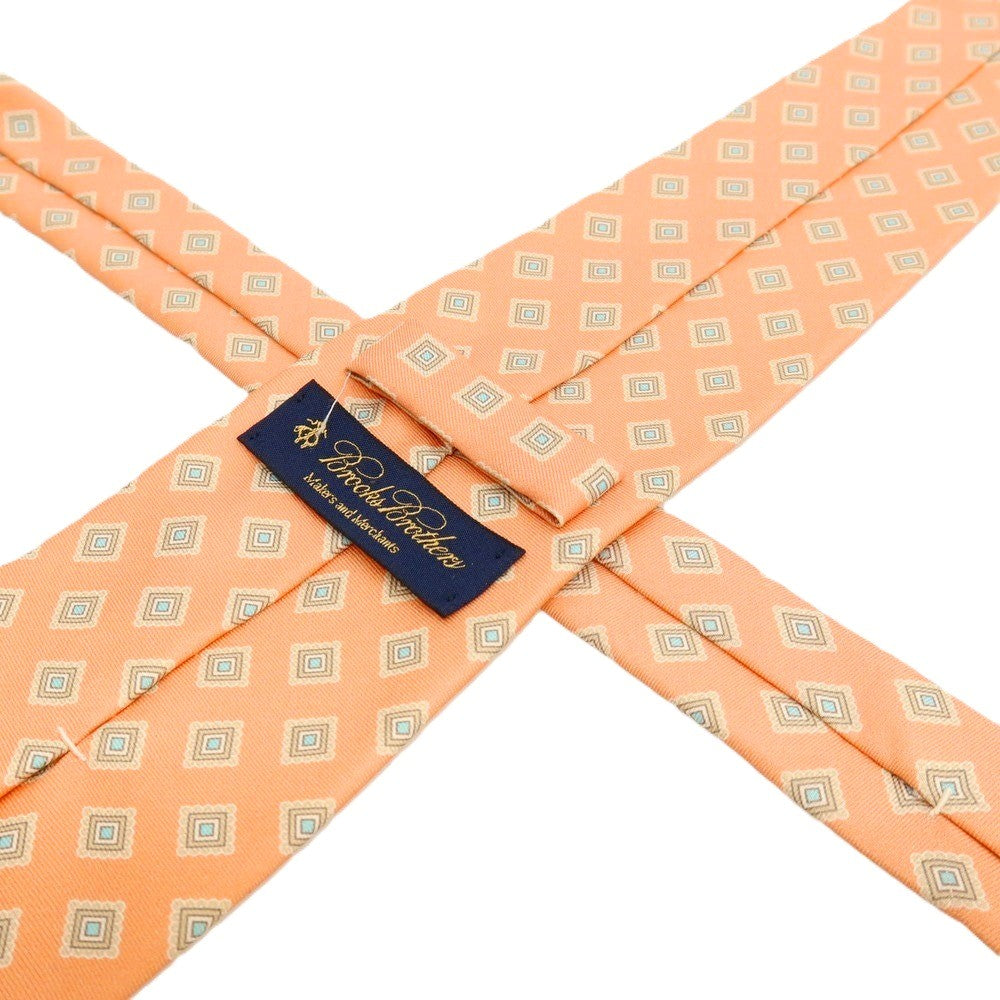 【中古】ブルックスブラザーズ Brooks Brothers Makers and Merchants シルク プリント 小紋柄ネクタイ サーモン系【 状態ランクC 】【 メンズ 】