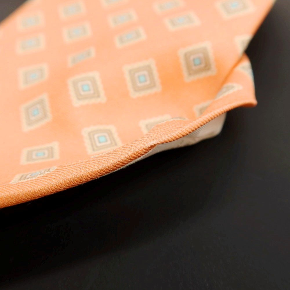 【中古】ブルックスブラザーズ Brooks Brothers Makers and Merchants シルク プリント 小紋柄ネクタイ サーモン系【 状態ランクC 】【 メンズ 】