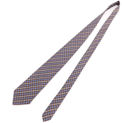 【中古】ブルックスブラザーズ Brooks Brothers MAKERS シルク チェック柄ネクタイ ブラウンxブルー【 状態ランクB 】【 メンズ 】