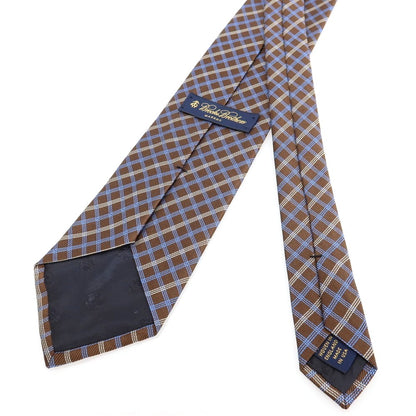 【中古】ブルックスブラザーズ Brooks Brothers MAKERS シルク チェック柄ネクタイ ブラウンxブルー【 状態ランクB 】【 メンズ 】