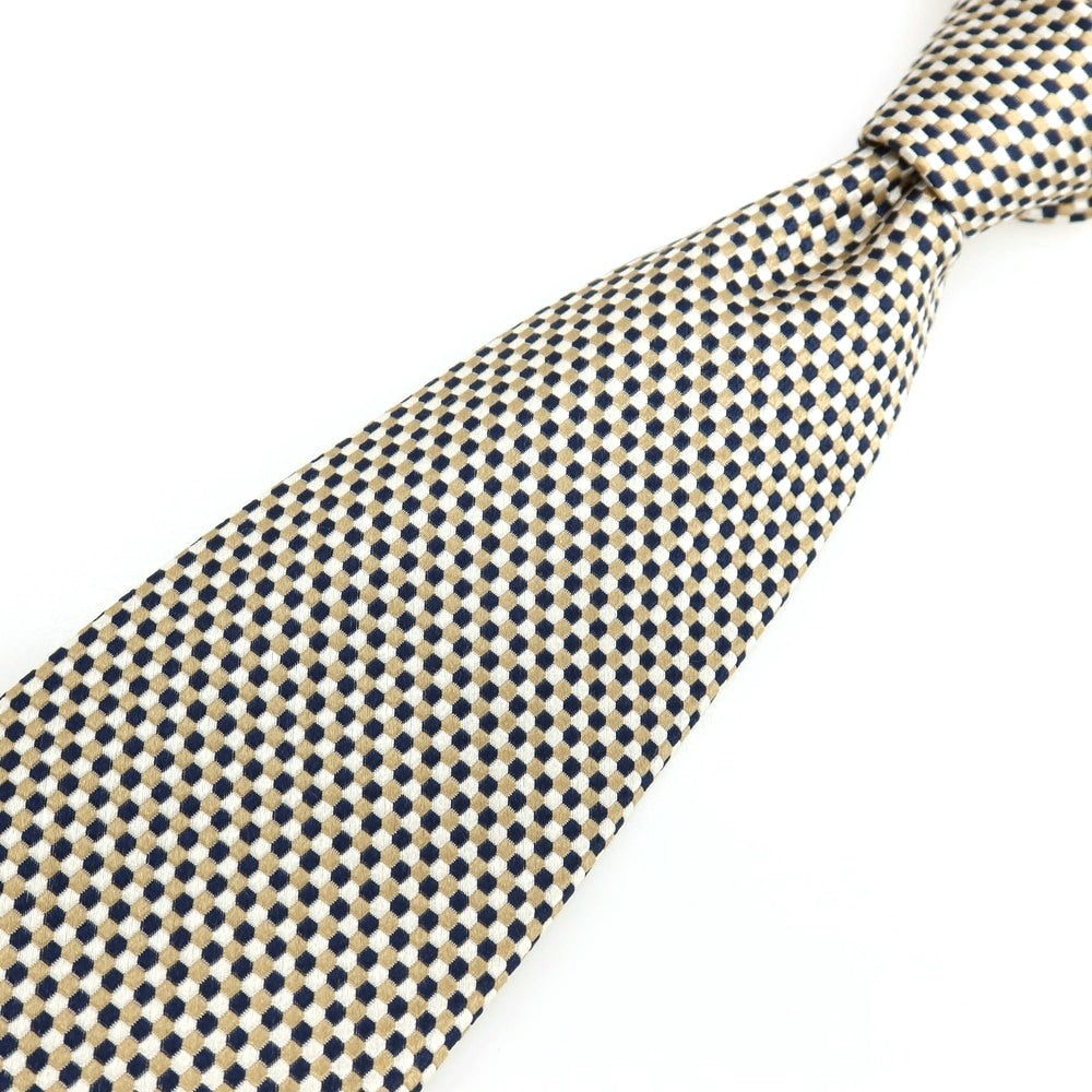 【中古】ブルックスブラザーズ Brooks Brothers MAKERS シルク ネクタイ ベージュxネイビー【 状態ランクC 】【 メンズ 】