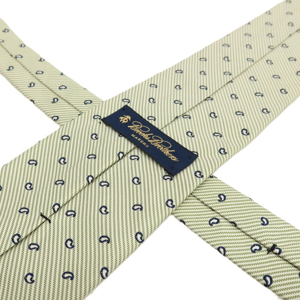 【中古】ブルックスブラザーズ Brooks Brothers MAKERS シルク ストライプ＆ペイズリー 小紋柄ネクタイ グリーンxホワイト×ネイビー【 状態ランクB 】【 メンズ 】