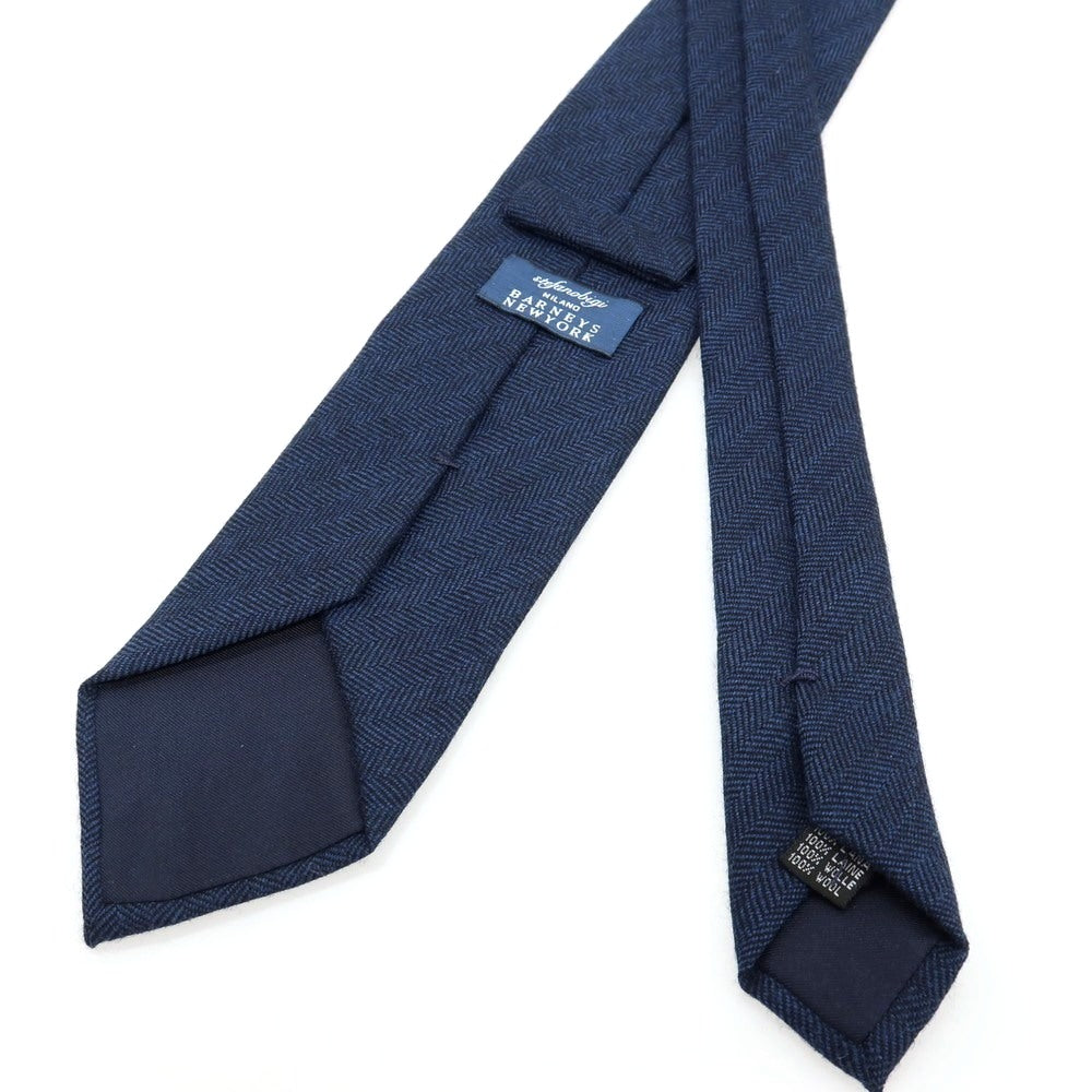 【中古】ステファノ ビジ stefano bigi バーニーズニューヨーク別注 ウール 無地ネクタイ ネイビー【 状態ランクB 】【 メンズ 】
