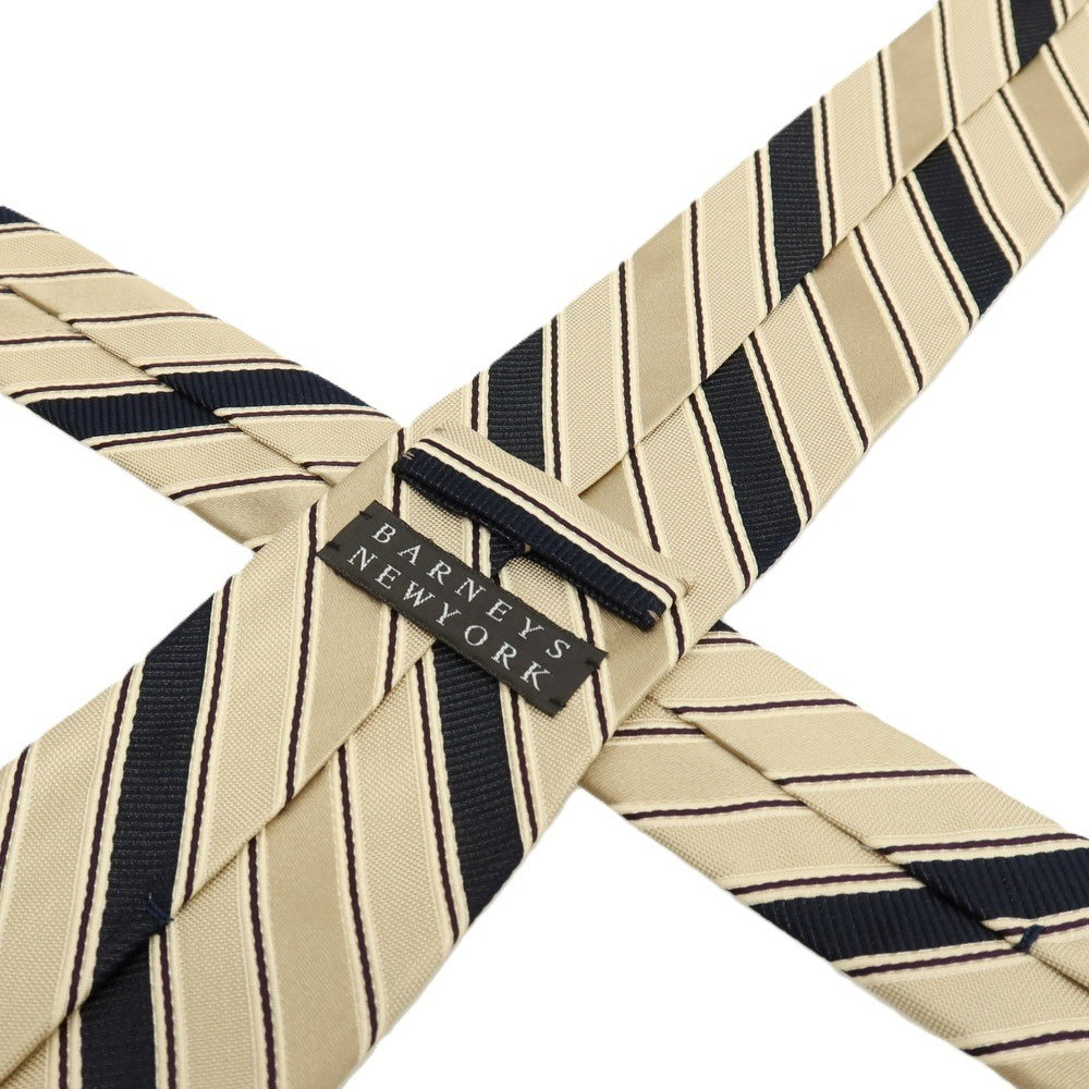 【中古】バーニーズニューヨーク BARNEYS NEWYORK シルク ストライプ柄ネクタイ ベージュxブラック【 状態ランクB 】【 メンズ 】