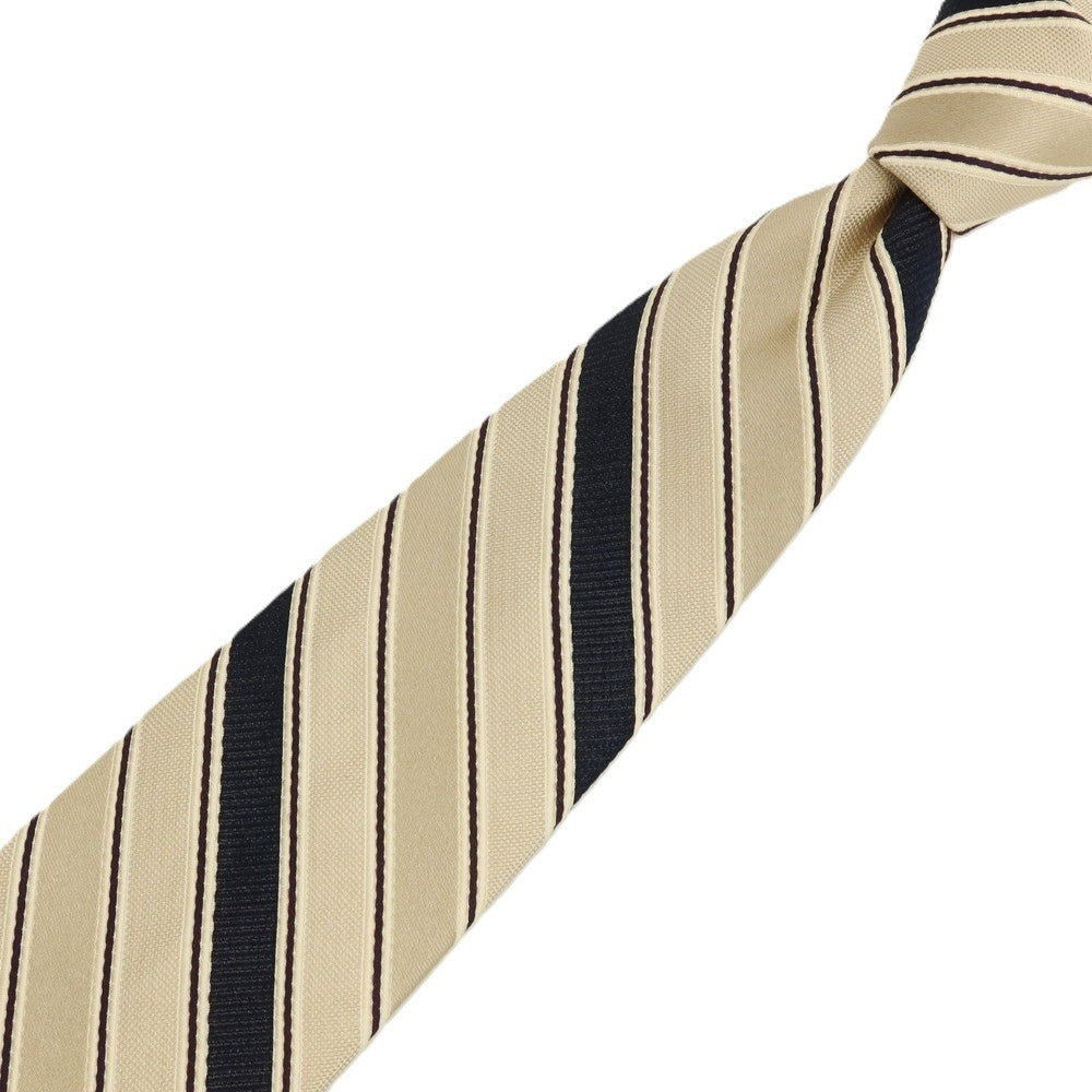 【中古】バーニーズニューヨーク BARNEYS NEWYORK シルク ストライプ柄ネクタイ ベージュxブラック【 状態ランクB 】【 メンズ 】