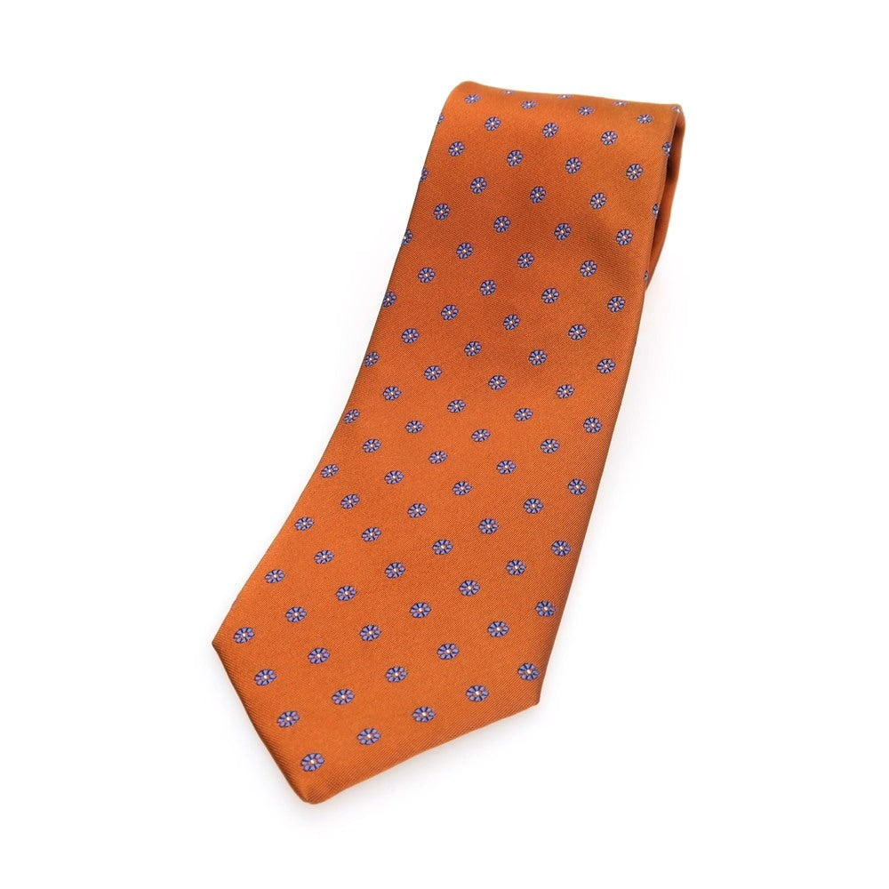 【中古】バーニーズニューヨーク BARNEYS NEWYORK シルク 花小紋柄ネクタイ ブラウンxブルー【 状態ランクB 】【 メンズ 】