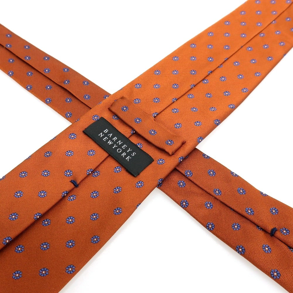 【中古】バーニーズニューヨーク BARNEYS NEWYORK シルク 花小紋柄ネクタイ ブラウンxブルー【 状態ランクB 】【 メンズ 】