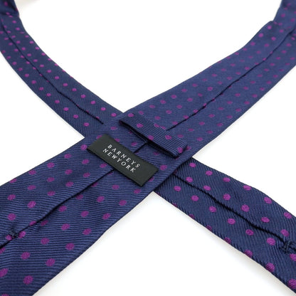 【中古】バーニーズニューヨーク BARNEYS NEWYORK シルク ドット柄ネクタイ ネイビーxパープル【 状態ランクC 】【 メンズ 】