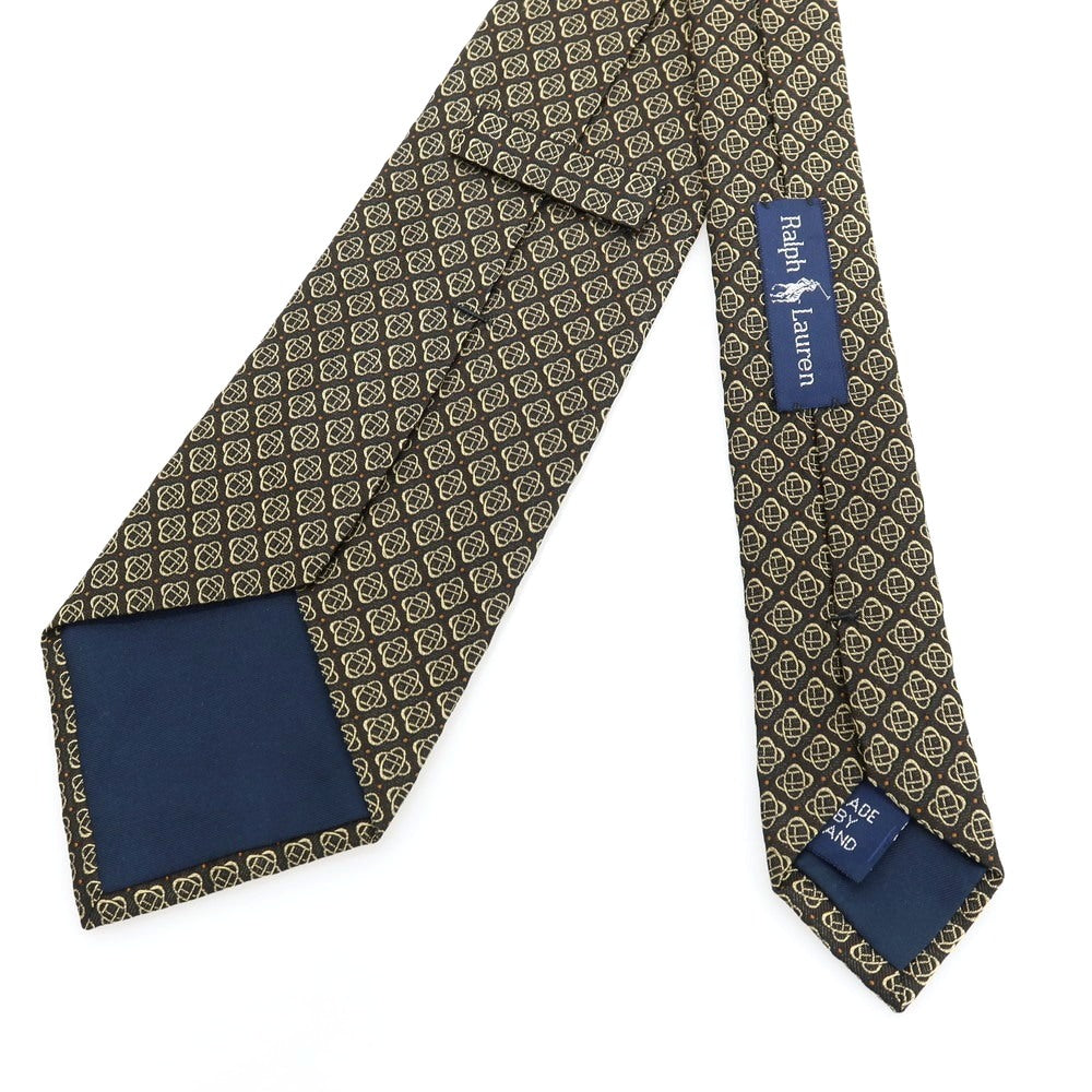 【中古】ラルフローレン RALPH LAUREN シルク 小紋柄ネクタイ ブラックxベージュ【 状態ランクB 】【 メンズ 】