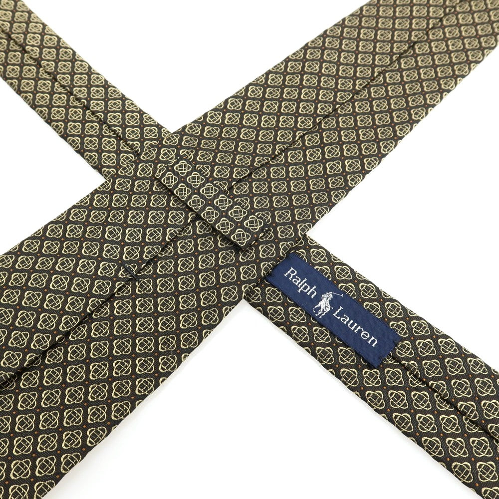 【中古】ラルフローレン RALPH LAUREN シルク 小紋柄ネクタイ ブラックxベージュ【 状態ランクB 】【 メンズ 】