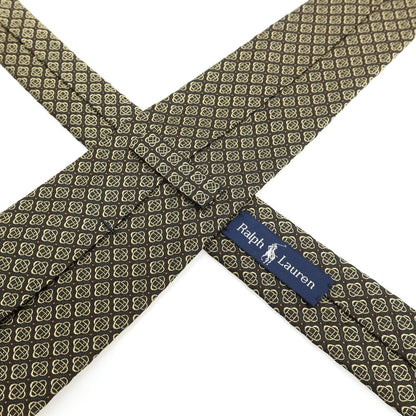 【中古】ラルフローレン RALPH LAUREN シルク 小紋柄ネクタイ ブラックxベージュ【 状態ランクB 】【 メンズ 】