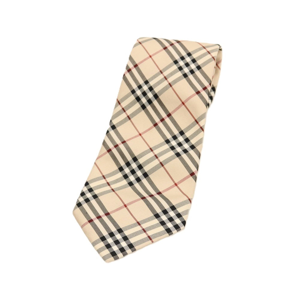【中古】バーバリーロンドン BURBERRY LONDON シルク チェック柄ネクタイ ライトベージュxブラック【 状態ランクB 】【 メンズ 】