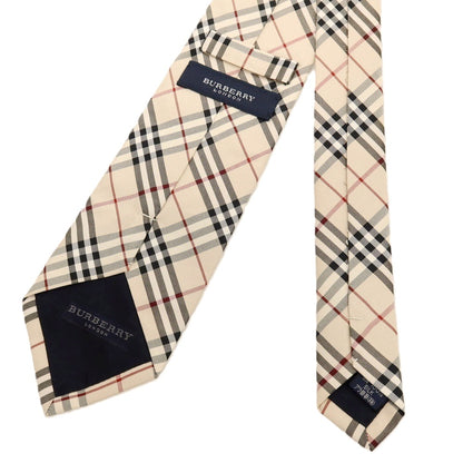【中古】バーバリーロンドン BURBERRY LONDON シルク チェック柄ネクタイ ライトベージュxブラック【 状態ランクB 】【 メンズ 】