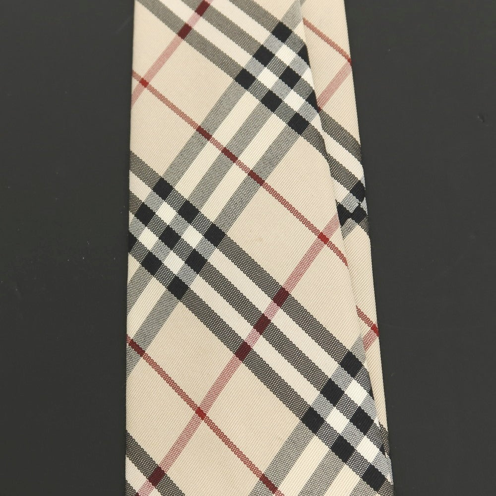 【中古】バーバリーロンドン BURBERRY LONDON シルク チェック柄ネクタイ ライトベージュxブラック【 状態ランクB 】【 メンズ 】