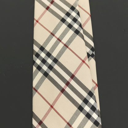 【中古】バーバリーロンドン BURBERRY LONDON シルク チェック柄ネクタイ ライトベージュxブラック【 状態ランクB 】【 メンズ 】