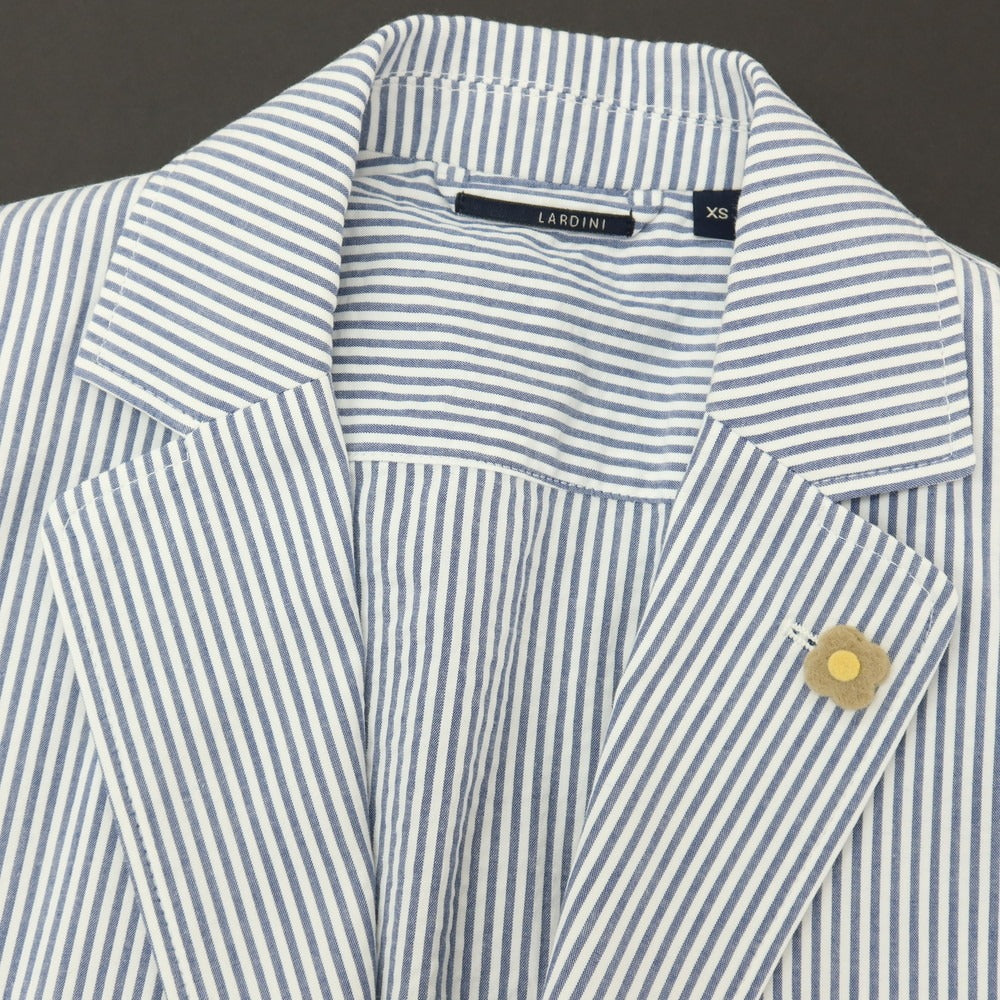 【中古】【未使用】ラルディーニ LARDINI コットン サッカー ストライプ 2B カジュアルジャケット ライトネイビーxホワイト【サイズXS】【 状態ランクS 】【 メンズ 】