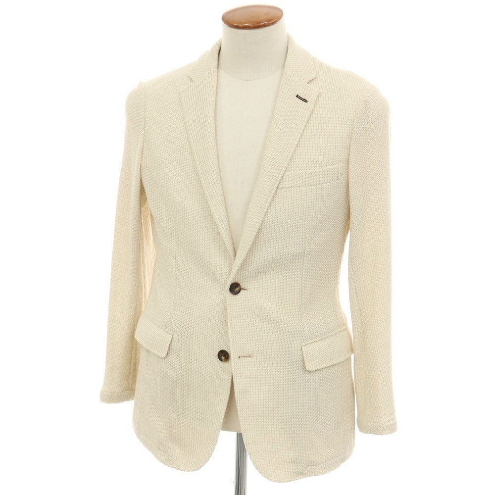 【中古】クラウデッドクローゼット CROWDED CLOSET コットンリネン2B ニットジャケット アイボリー系【サイズ2】【 状態ランクB 】【 メンズ 】