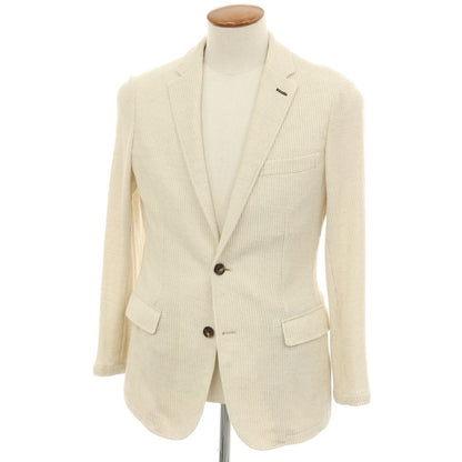 【中古】クラウデッドクローゼット CROWDED CLOSET コットンリネン2B ニットジャケット アイボリー系【サイズ2】【 状態ランクB 】【 メンズ 】