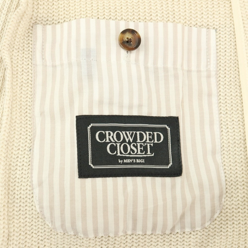 【中古】クラウデッドクローゼット CROWDED CLOSET コットンリネン2B ニットジャケット アイボリー系【サイズ2】【 状態ランクB 】【 メンズ 】