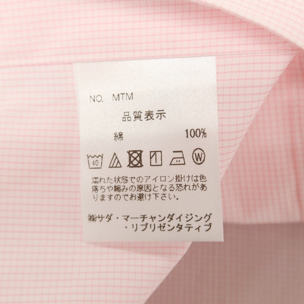 【中古】メイカーズシャツ カマクラ Makers Shirt 鎌倉 コットン チェック ホリゾンタルカラー ドレスシャツ ピンクxホワイト【サイズ表記なし（M位）】【 状態ランクA 】【 メンズ 】