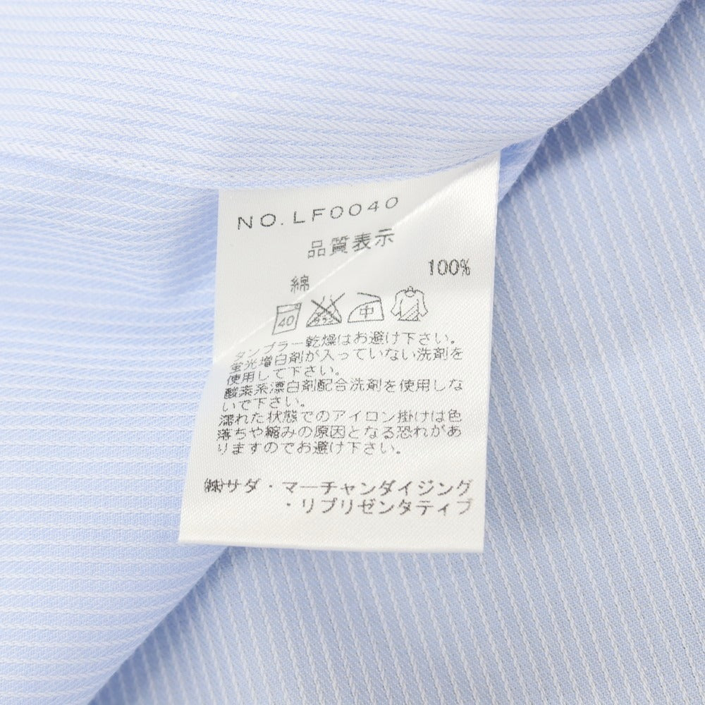 【中古】メイカーズシャツ カマクラ Makers Shirt 鎌倉 ストライプ ダブルカフス クレリック セミワイドカラー ドレスシャツ ライトブルーxホワイト【サイズ40-84】【 状態ランクB 】【 メンズ 】