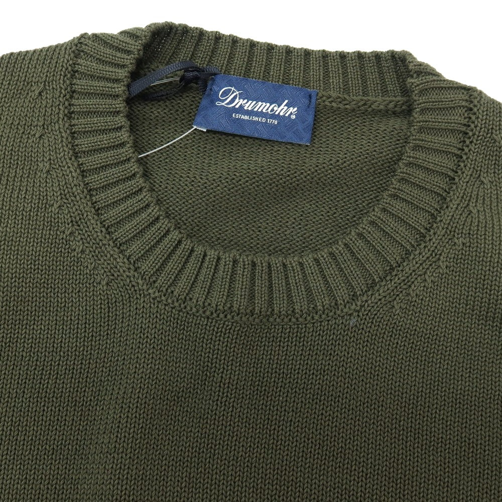 【新品アウトレット】ドルモア DRUMOHR コットン クルーネック プルオーバーニット オリーブグリーン【サイズ48】【メンズ】 新品アウトレット】ドルモア DRUMOHR コットン クルーネック プル