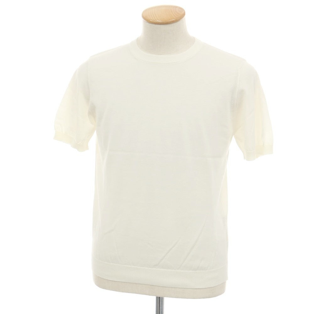 【新品】ドルモア DRUMOHR ハイゲージ コットン クルーネック 半袖 プルオーバーニット ホワイト【サイズ44】【 状態ランクN 】【 メンズ 】