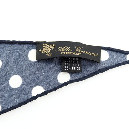 【新品】アットヴァンヌッチ Atto Vannucci シルク ランダムドット柄 プリント ひし形 スカーフ ダークネイビー【 状態ランクN 】【 メンズ 】
