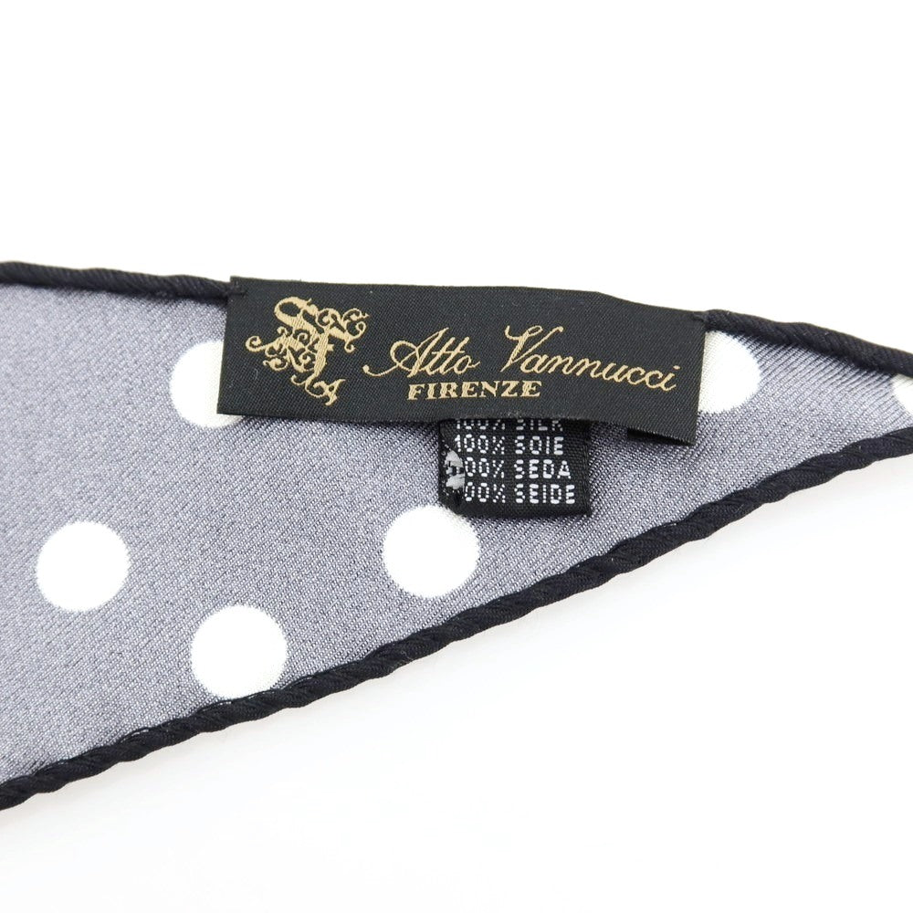 【新品】アットヴァンヌッチ Atto Vannucci シルク ランダムドット柄 プリント ひし形 スカーフ ブラック【 状態ランクN 】【 メンズ 】
