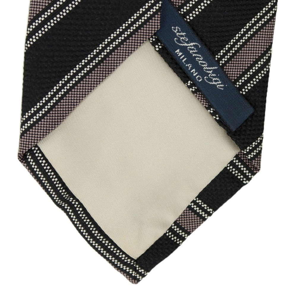 【中古】ステファノ ビジ stefano bigi シルク ストライプ柄ネクタイ ブラックxグレー【 状態ランクA 】【 メンズ 】