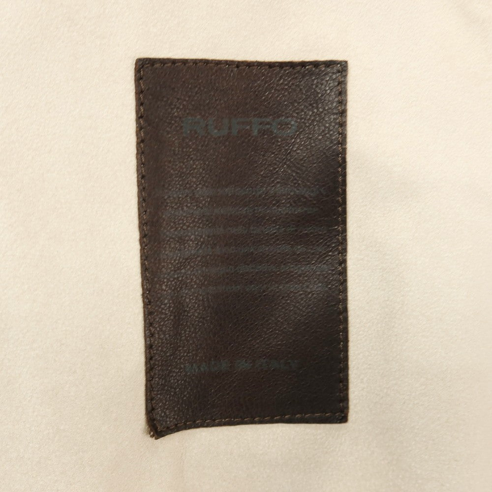 【新品アウトレット】ルッフォ RUFFO フーデッド ダブルジップ レザーブルゾン グレーベージュ【サイズ48】【 状態ランクN- 】【 メンズ 】