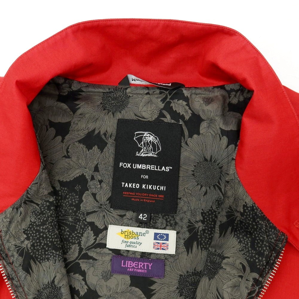 【中古】タケオキクチ TAKEO KIKUCHI Fabric by FOX UMBRELLAS コットン ジップアップ スイングトップ レッド【サイズ42】【 状態ランクC 】【 メンズ 】